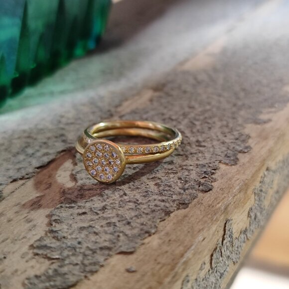 Combination of two diamond 14K Yellow gold rings with 0.56ct Diamonds. UNIQUE - Picture 7 of 10
